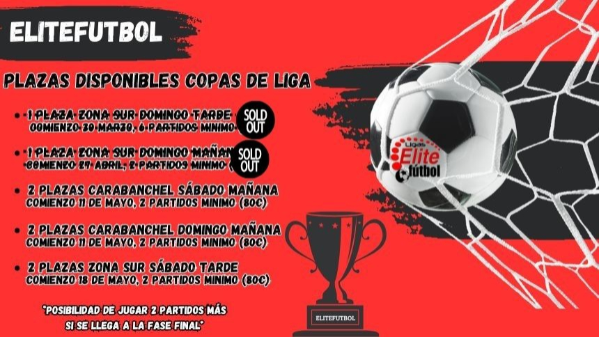 PLAZAS DISPONIBLES PARA LAS COPAS DE LIGAS